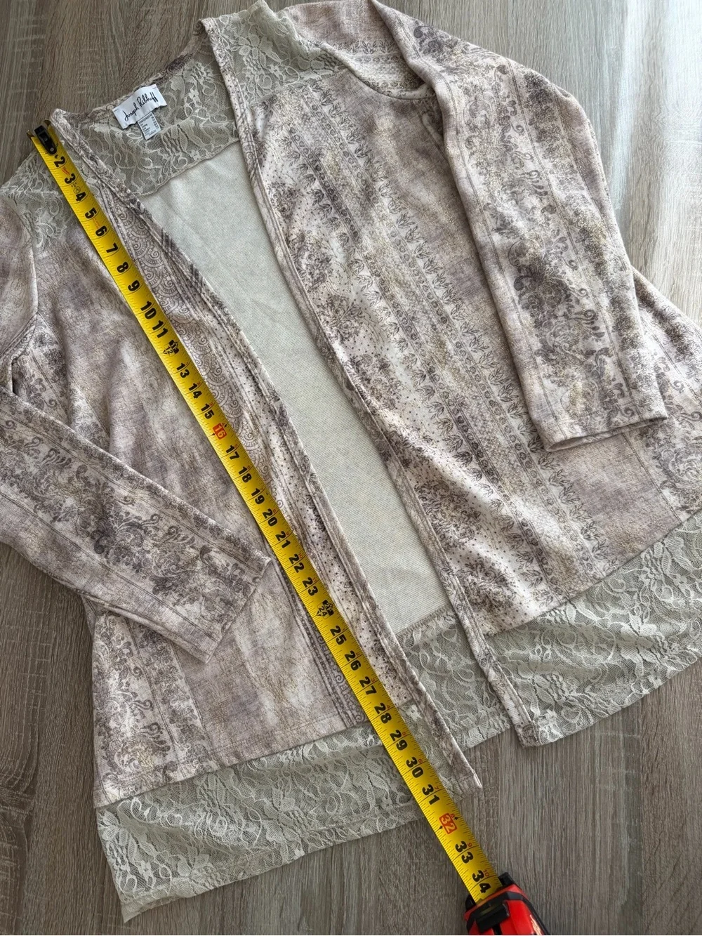Joseph Ribkoff Beige/Taupe Open Cardigan Lace Trim Style 181657